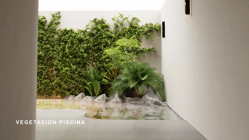 Vegetación junto a la piscina propuesta